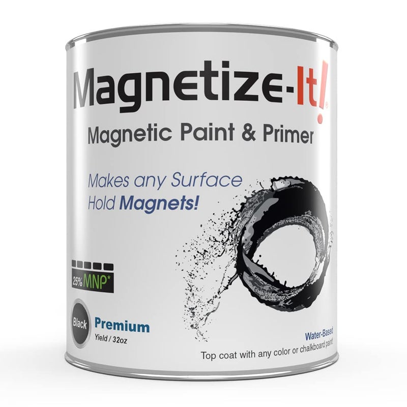 Magnetize-It! Magnetic Paint & Primer (Water Based) â€“ Premium Yield 32oz (MIPYD-1554), Black - Image 1